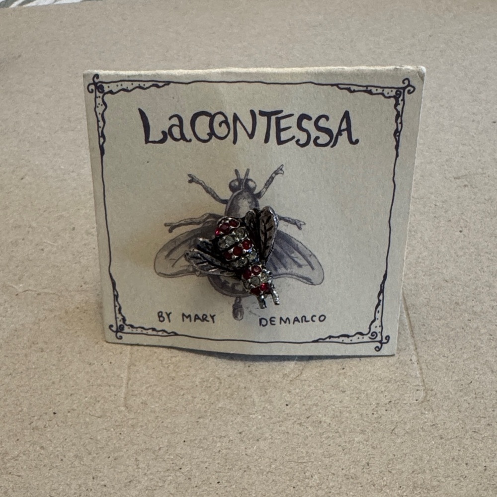 La Contessa Insect Brooches with Red and Brown Accents